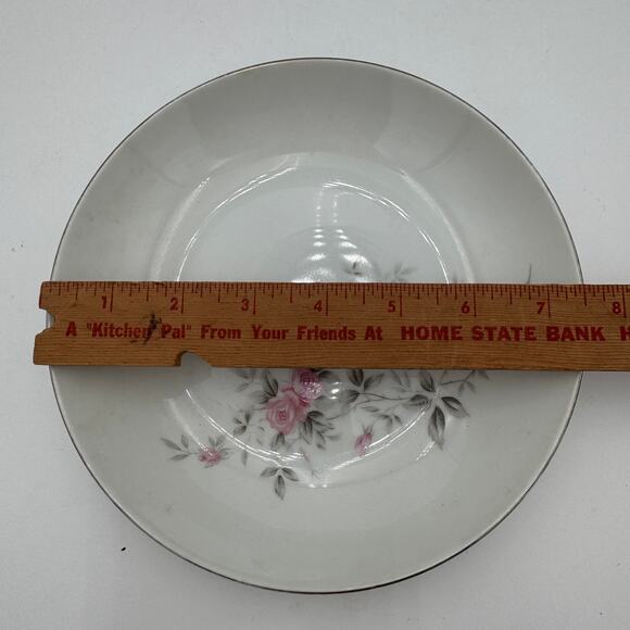 Set of 4 Vintage Soup Bowls in Pink Rose by Bristol Coupe 7.5" Made in Japan - Picture 6 of 7